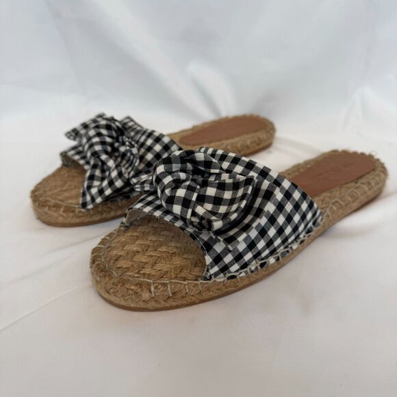 Mudo Collection Black and White Gingham Slide Sandals Size 39 / US 8 - Picture 2 of 8